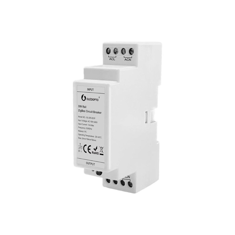 Gledopto GL-DR-001P, Pro Zigbee 3.0 relay module (12A), DIN-rail compatible (GL-DR-001P)