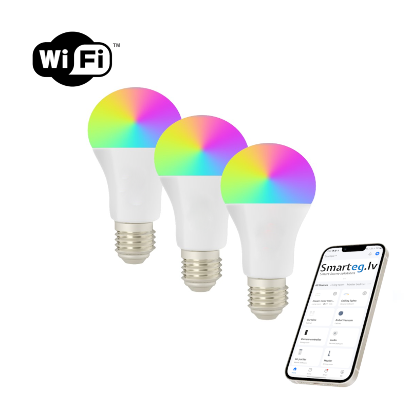 Smart bulb LED E27 11W RGB + CCT color and white (3 pack)