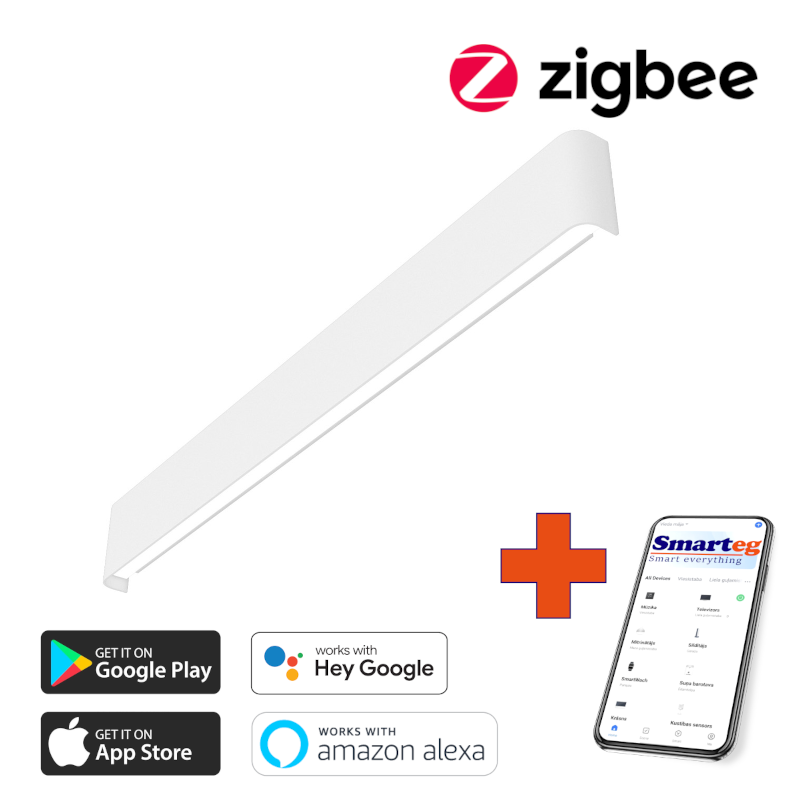 Настенный светильник 76 см 40 Вт белый Zigbee