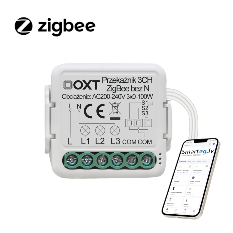 Zigbee 3 button relay without N