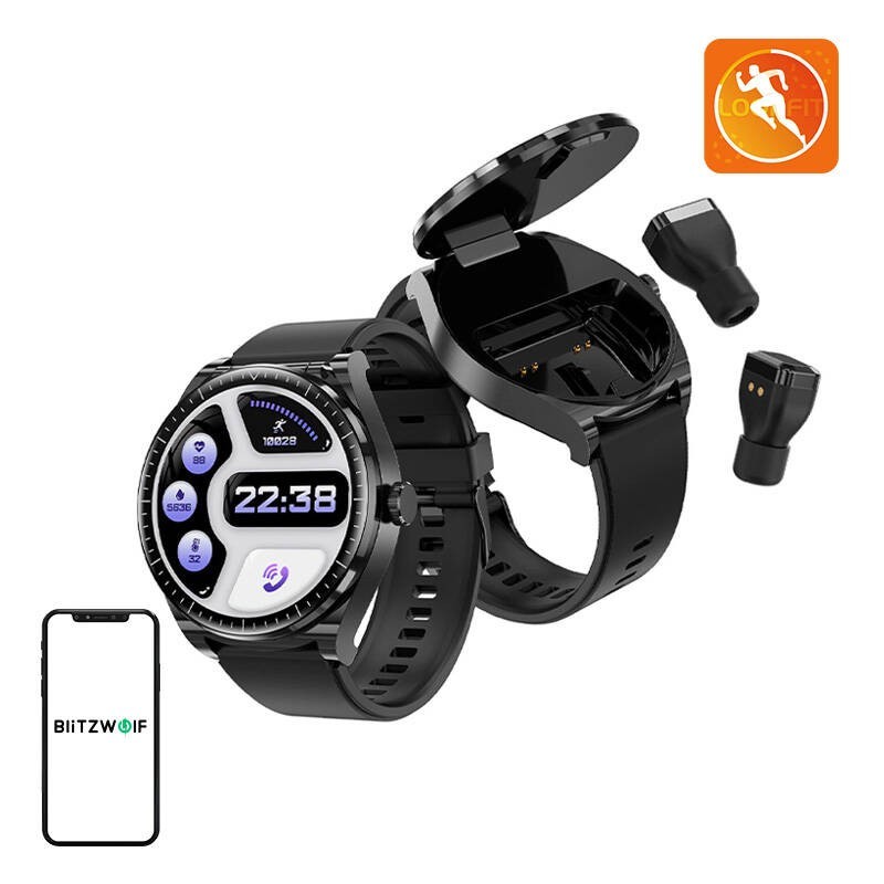 Умные часы BlitzWolf BW-HW1 + наушники TWS (черные)