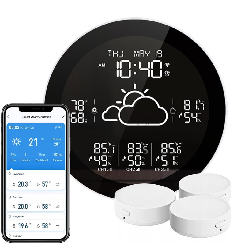 Weather station with 3 wireless TUYA WiFi sensors