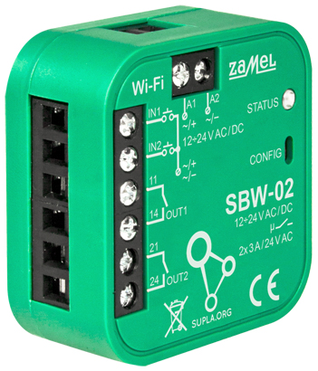 VIEDAIS VĀRTU UN DURVJU KONTROLIERIS SBW-02 Wi-Fi, 12&amp,nbsp,... 24&amp,nbsp,V AC/DC ZAMEL