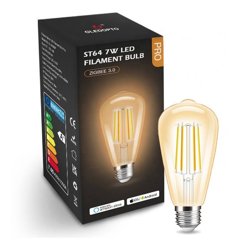 Лампа CCT Amber ST64 ZigBee GL HUE TUYA мощностью 7 Вт