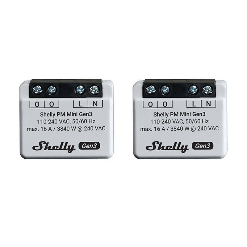 2 Shelly PM Mini Gen3 kontrolieru komplekts