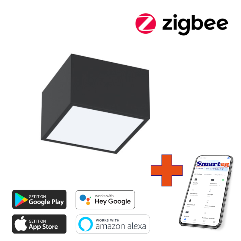 Viedā šūnu lampa 15x15cm 12W melna (Zigbee)