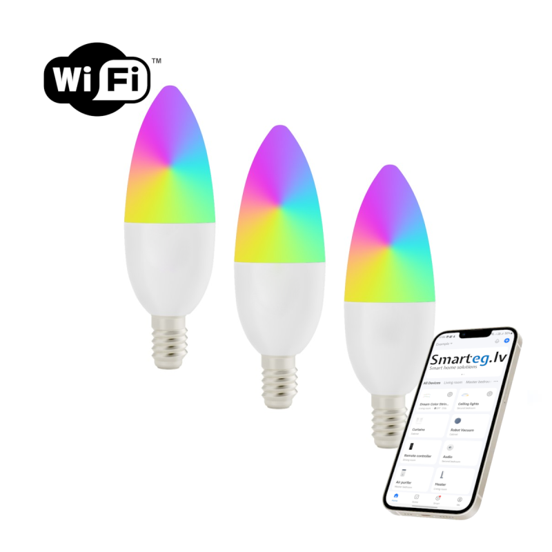 Smart LED bulb E14 6W RGB + CCT color and white (3 pack)