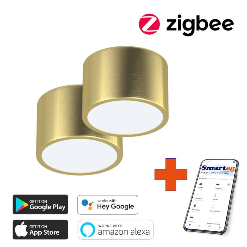2x Smart griestu lampa 15cm 12w ar tālvadības pulti Zigbee