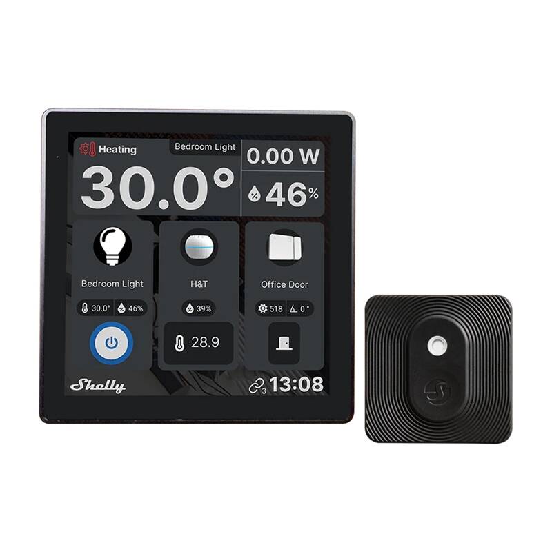 Shelly Wall Display WiFi/BLU (Black) + BLU H&T (Black) Set