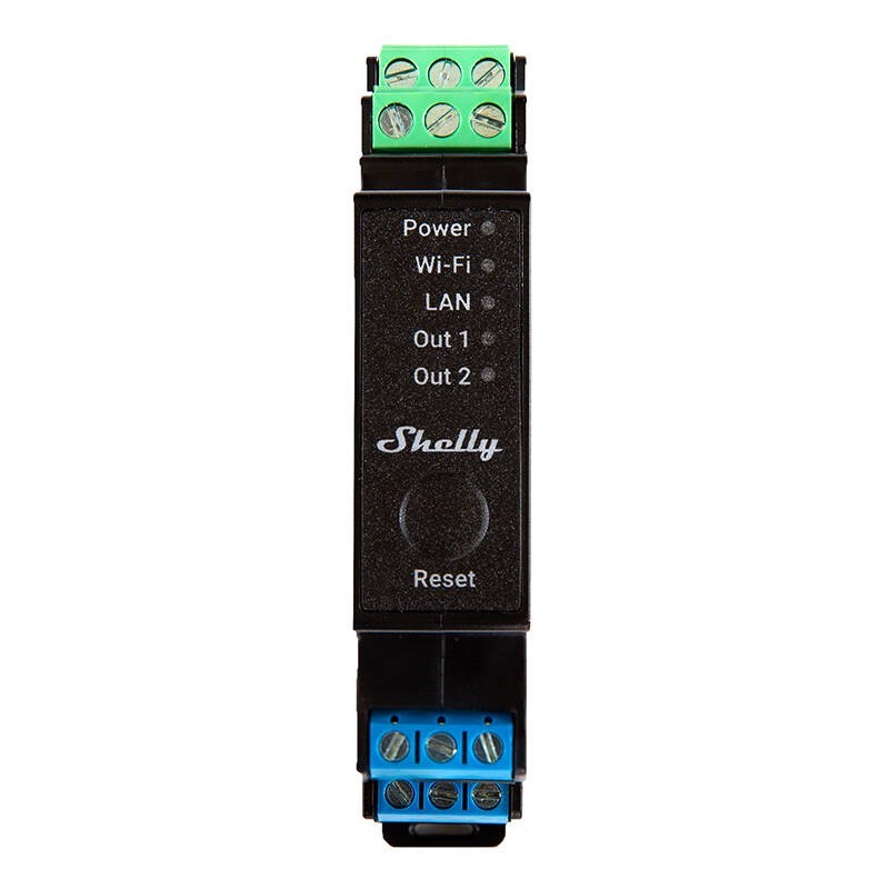 DIN Rail Smart Switch Pro 2PM with power metering, 2 channels Shelly