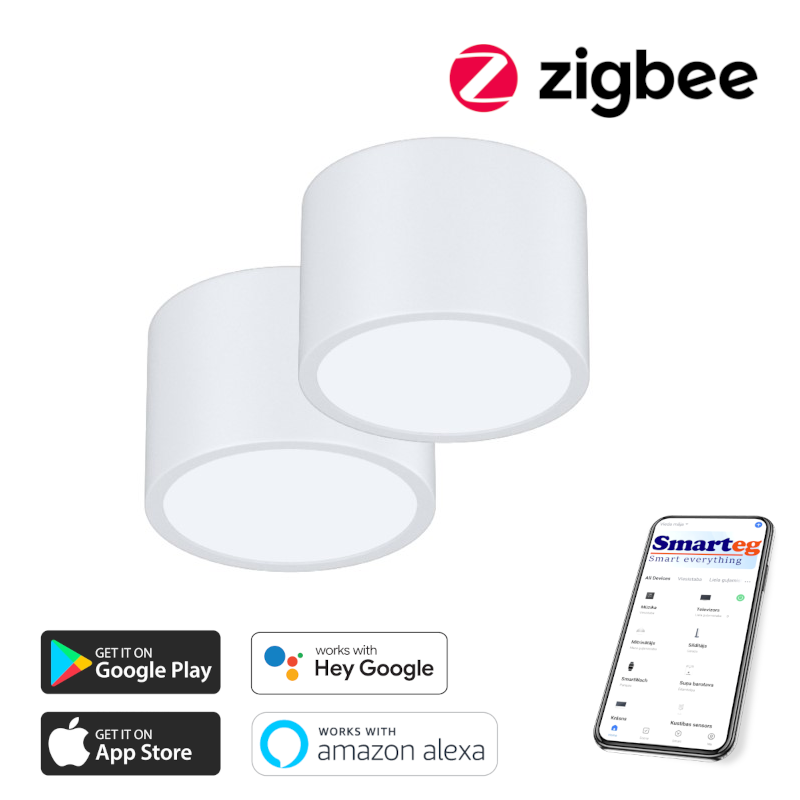 2x Потолочный светильник Smart 15х15см 12Вт белый Zigbee