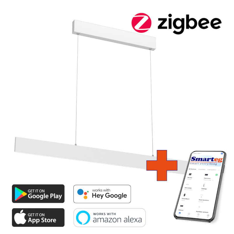 Умная потолочная лампа 118см 18Вт белая Zigbee