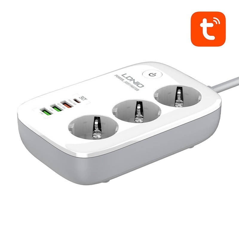 Viedā Wi-Fi barošanas sloksne SEW3452, Tuya (balta) LDNIO