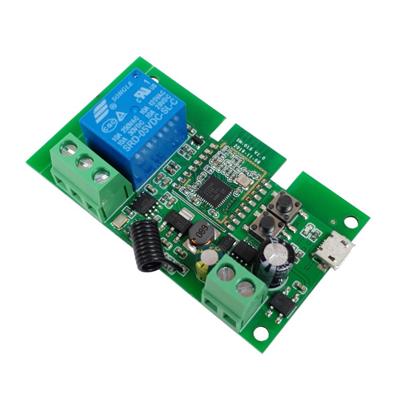 SmartWise 5V-32V 1 grupas viedais releja slēdzis, ar sauso kontaktu un mirkļa slēdzi, Zigbee + RF