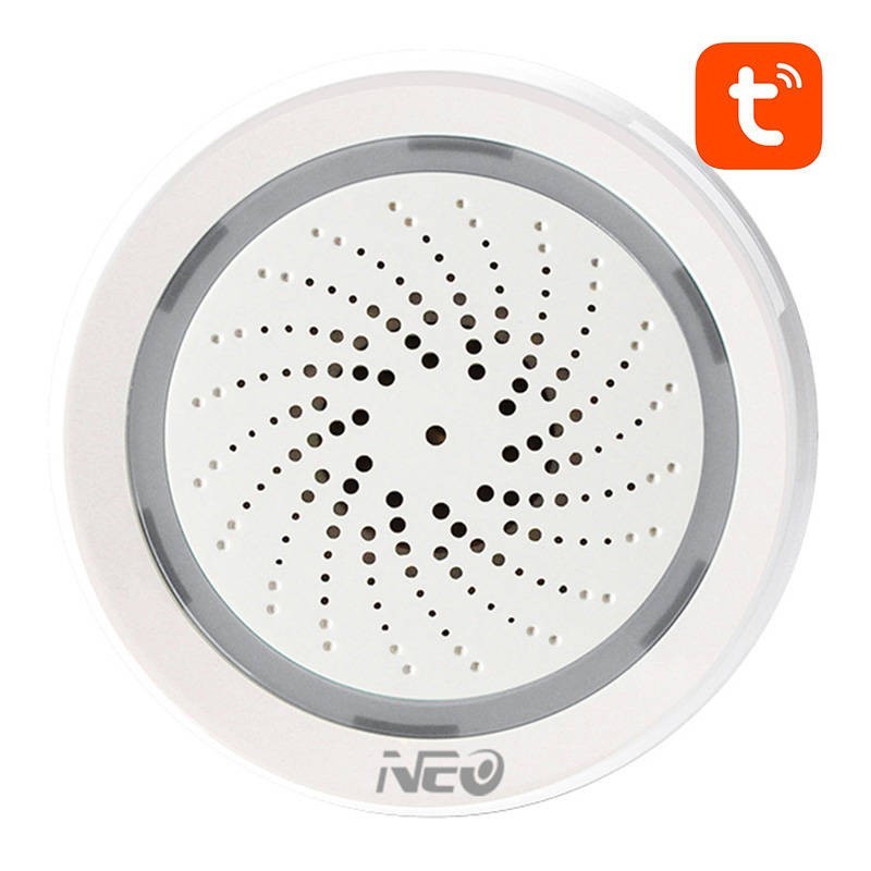 Viedā trauksmes sirēna WiFi  NAS-AB02WT ar mitruma temperatūras sensoru TUYA Neo