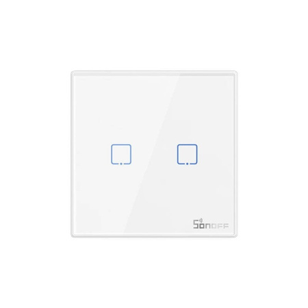 Viedais bezvadu sienas slēdzis Sonoff T2EU2C-RF 433MHz (2 kanāli)