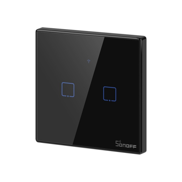 Sonoff TX T3 EU 2C 2 grupu viedais WiFi + RF sienas skārienjutīgais gaismas slēdzis (melns)