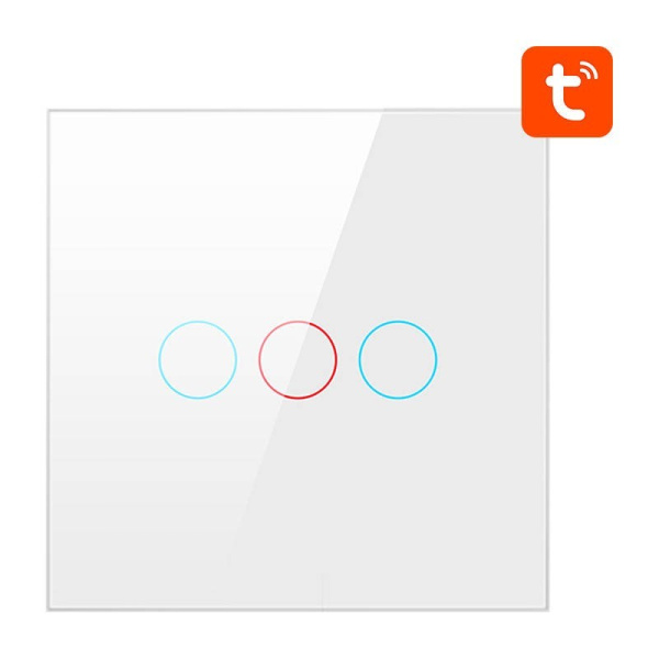 Viedais gaismas slēdzis ZigBee ZTS02-EU-W3 3 virzienu TUYA (balts) Avatto