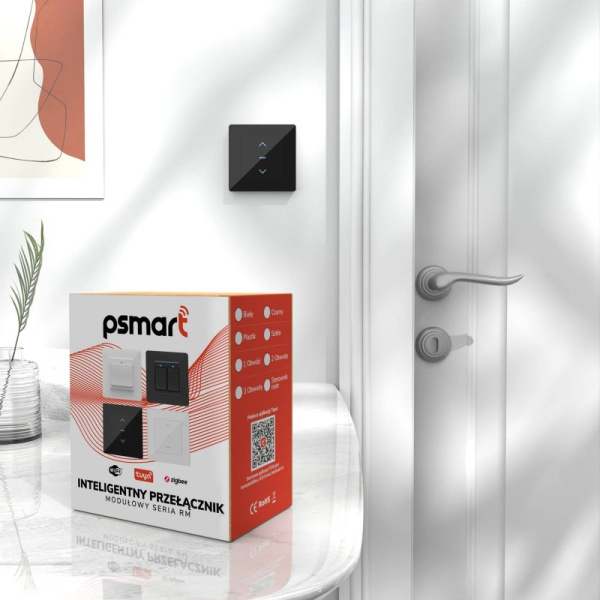Black glass switch for roller Zigbee