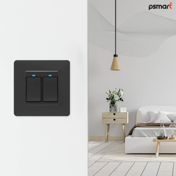 Melns 2 pogu mehāniskais sienas slēdzis Zigbee