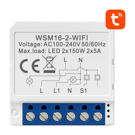 Smart Switch modulis WiFi WSM16-W2 TUYA Avatto