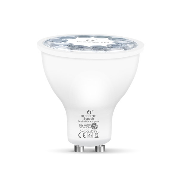 Prožektora LED spuldze, GU10, 5W RGB+CCT, ar Zigbee + RF protokoliem, eWeLink / Tuya / SmartThings /