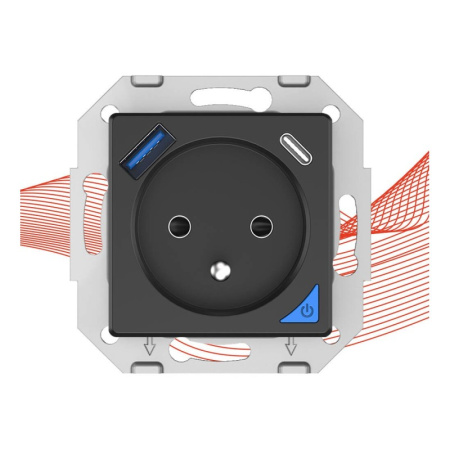 PSMART USB mērīšanas ligzda melna RM WiFi TUYA