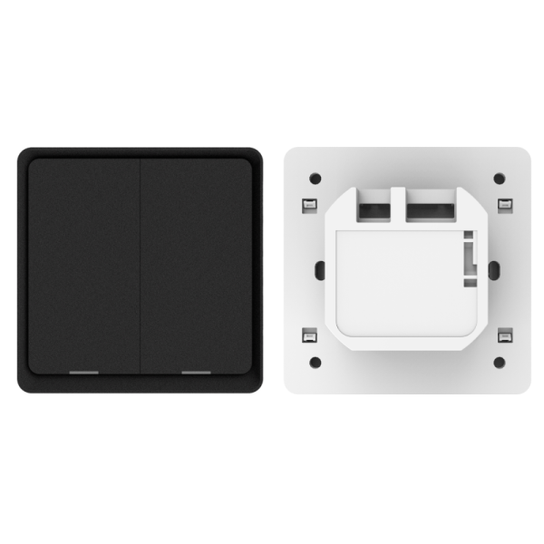 Smart wall 2 button switch Wi-Fi Black