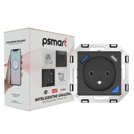 PSMART USB mērīšanas ligzda melna RM WiFi TUYA