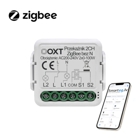 Zigbee 2 pogu relejs bez N