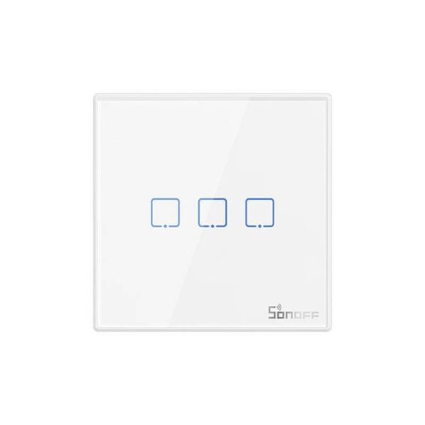 Viedais bezvadu sienas slēdzis Sonoff T2EU3C-RF 433MHz (3 kanāli)