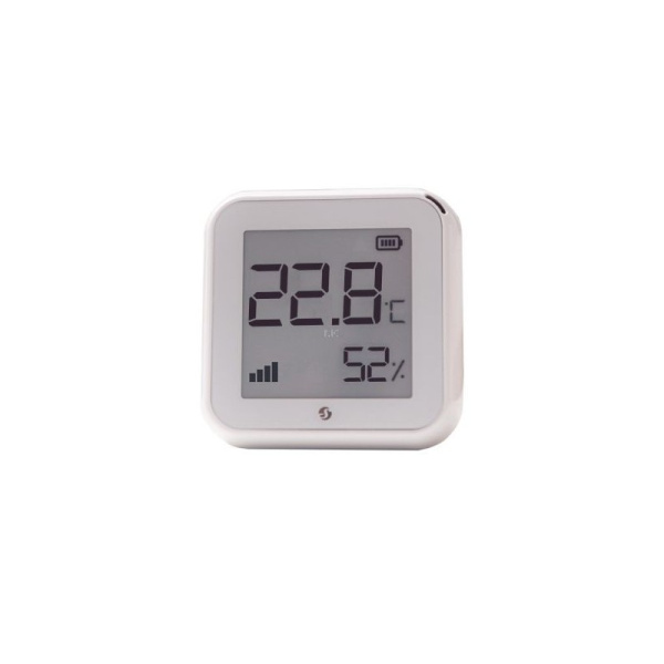 Shelly PLUS H&T Wi-Fi + Bluetooth mitruma un temperatūras sensors ar e-papīra displeju (balts)