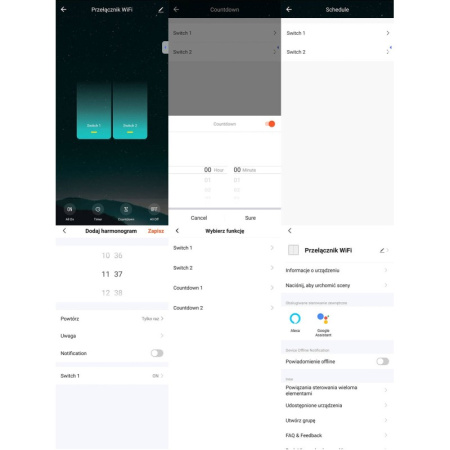 Smart sienas 2 pogu slēdzis Wi-Fi melns