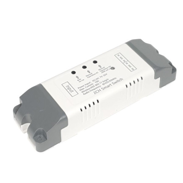 SmartWise 7V-32V 2 grupu viedais releja slēdzis (korpusā), ar sausu kontaktu un īslaicīgu slēdzi, eWeLink