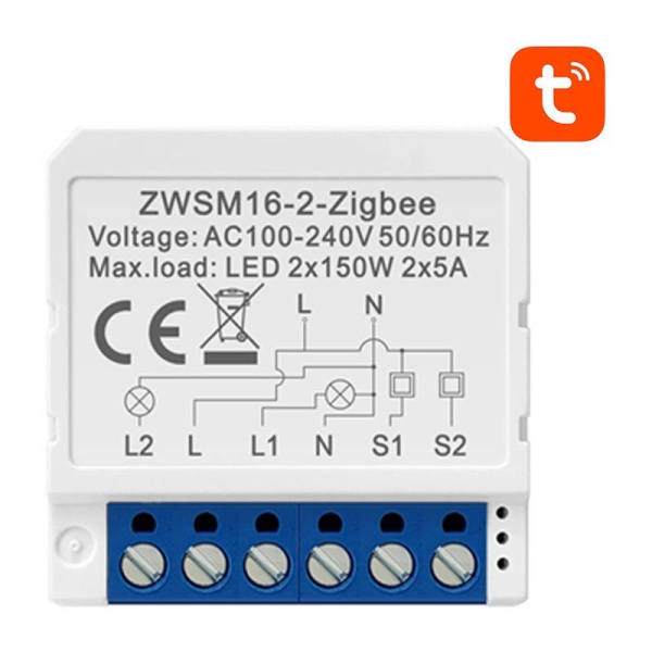 Viedais slēdža modulis ZigBee ZWSM16-W2 TUYA Avatto