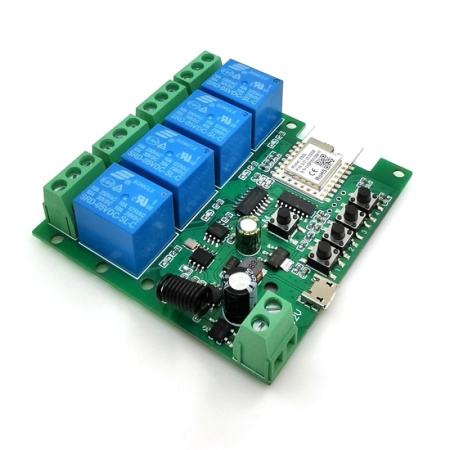 SmartWise 5V-32V 4 grupu viedais releja slēdzis, ar sauso kontaktu un īslaicīgo slēdzi, Zigbee + RF