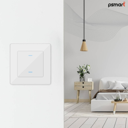 2 pogas Balta stikla sienas slēdzis Zigbee