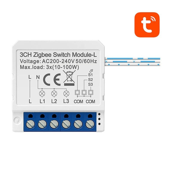 Viedā slēdža modulis ZigBee LZWSM16-W3 Nav neitrāla TUYA Avatto