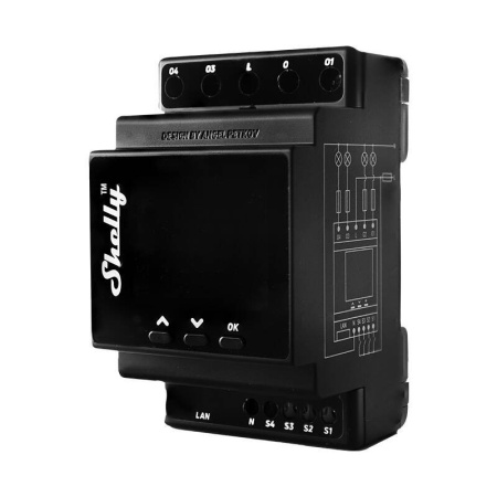 DIN Rail Smart Switch Pro 4PM ar jaudas mērīšanu, 4 kanāli Shelly