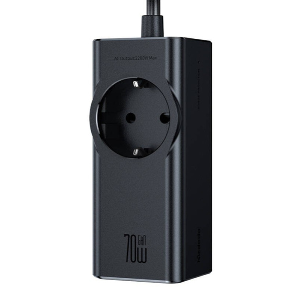 Barošanas bloks GaN McDodo CH-4620 EU 70W, 2x USB-C, 1x USB (melns)