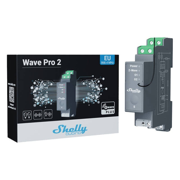 2 kanālu DIN sliedes relejs Shelly Qubino Pro 2