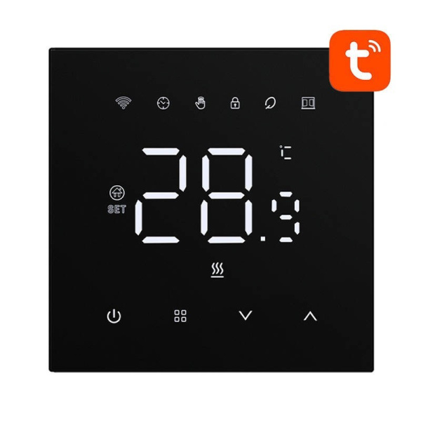 Viedais termostats Avatto WT410-16A-B elektriskā apkure 16A WiFi