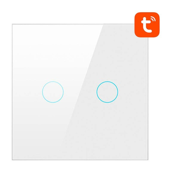 Viedais gaismas slēdzis ZigBee LZTS02-EU-W2 2 virzienu, neitrāls TUYA (balts) Avatto