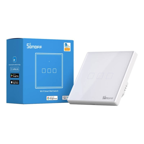 Smart Switch WiFi + RF 433 Sonoff T2 EU TX (3 kanālu) atjaunināts