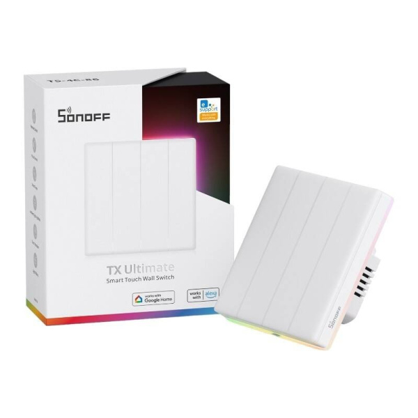 Viedais Wi-Fi pieskāriena sienas slēdzis Sonoff TX T5 4C (4 kanāli)