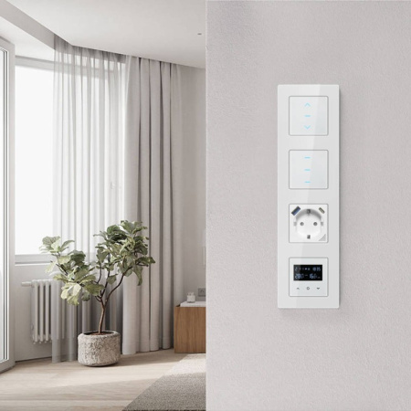 Rullītis Balts stikla slēdzis Zigbee