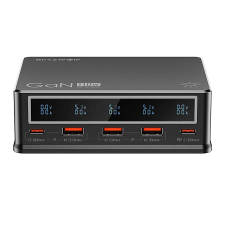 Galda lādētājs Blitzwolf BW-i9 110W PD 3xUSB-A, 2xUSB-C (melns)