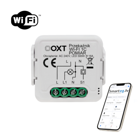 Wi-Fi 1 pogas releja modulis 16A +uzraudzība